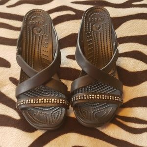 Size 8 Croc brand high heels with bling